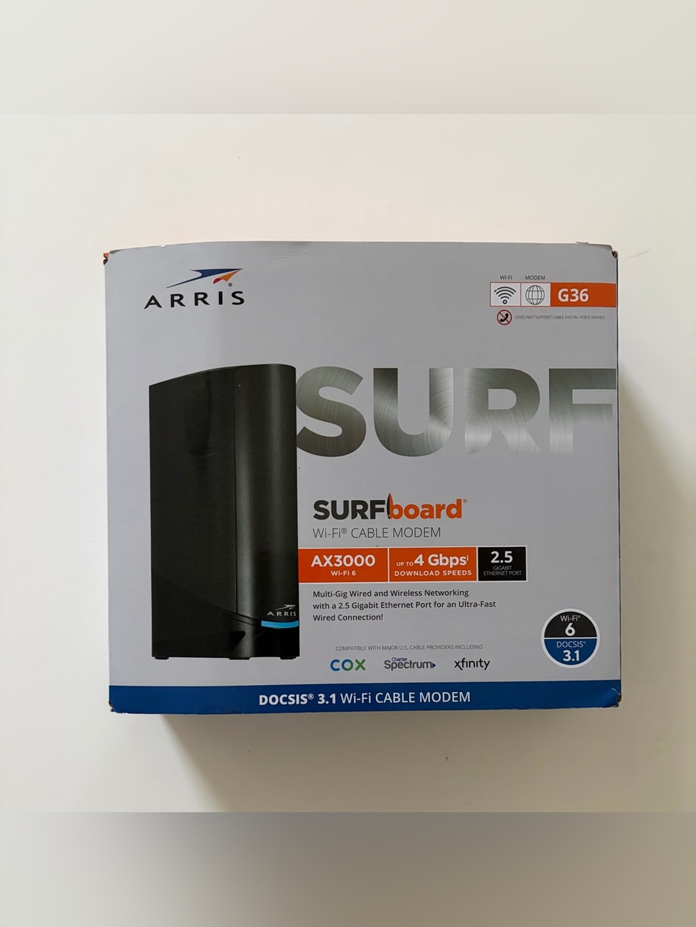 ARRIS SURFboard AX3000 Black Wi‑Fi Cable Modem-Router (G36)
